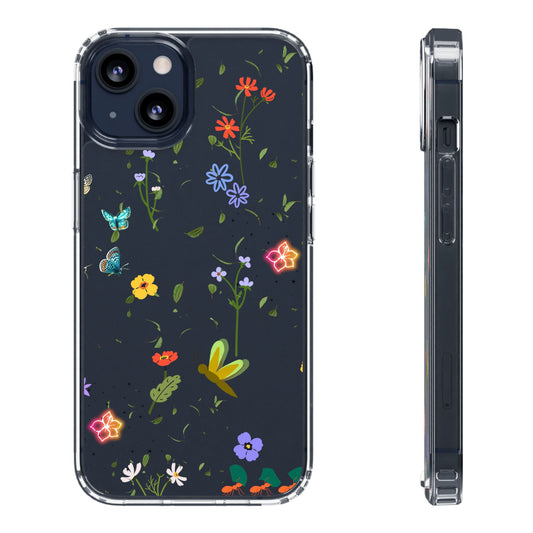 Phone Case, Floral Butterfly Nature Lover Gift, Clear Cases, Flower Butterfly Phone Cover, Nature Inspired Case, Clear Phone Protector