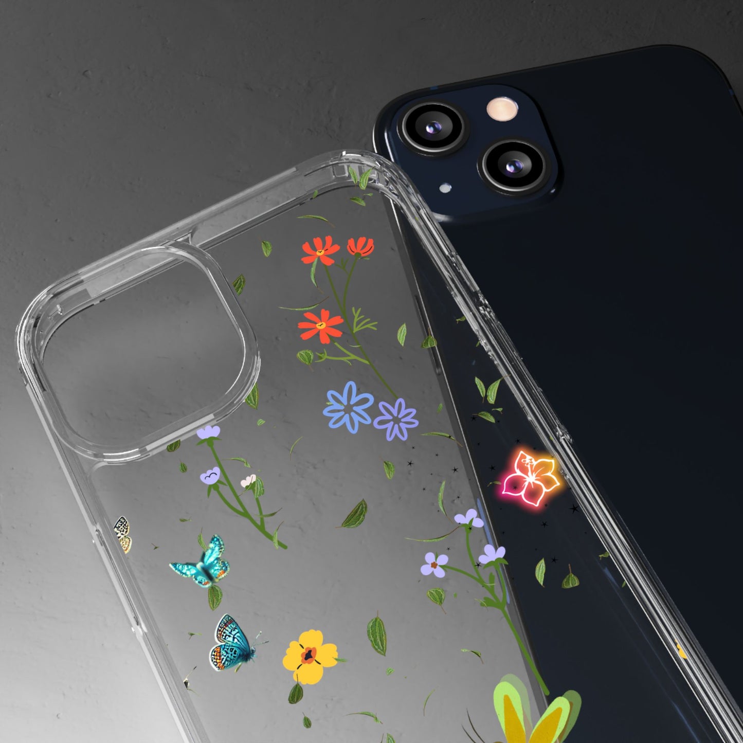 Phone Case, Floral Butterfly Nature Lover Gift, Clear Cases, Flower Butterfly Phone Cover, Nature Inspired Case, Clear Phone Protector