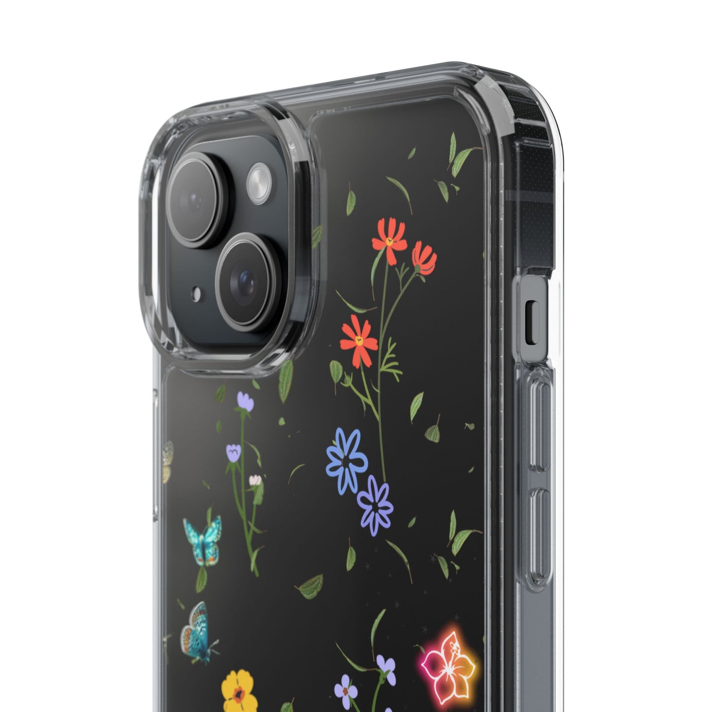 Phone Case, Floral Butterfly Nature Lover Gift, Clear Cases, Flower Butterfly Phone Cover, Nature Inspired Case, Clear Phone Protector
