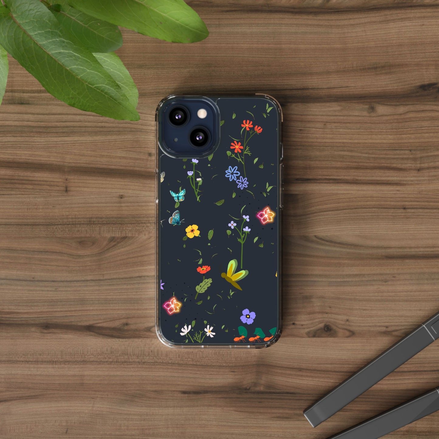 Phone Case, Floral Butterfly Nature Lover Gift, Clear Cases, Flower Butterfly Phone Cover, Nature Inspired Case, Clear Phone Protector