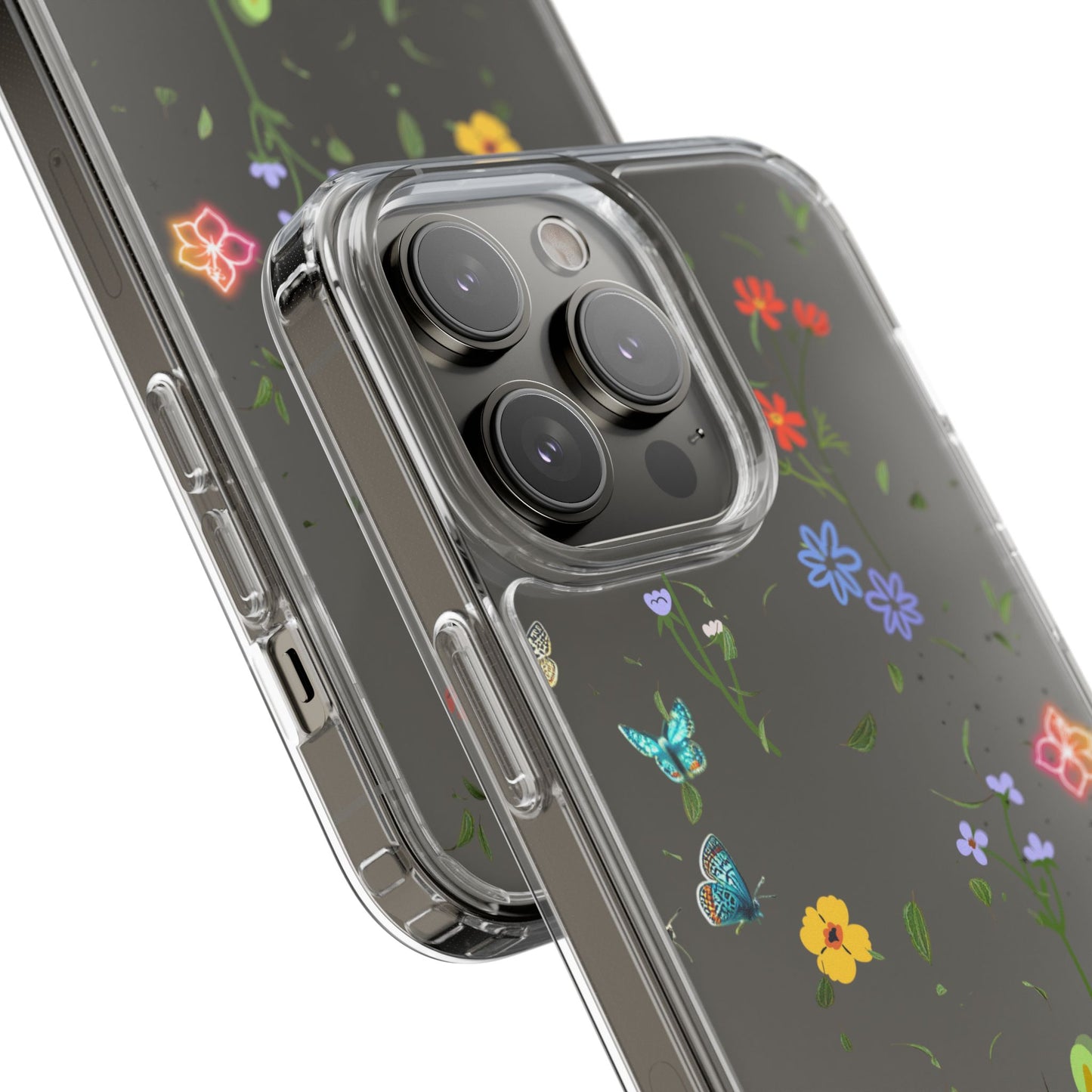 Phone Case, Floral Butterfly Nature Lover Gift, Clear Cases, Flower Butterfly Phone Cover, Nature Inspired Case, Clear Phone Protector