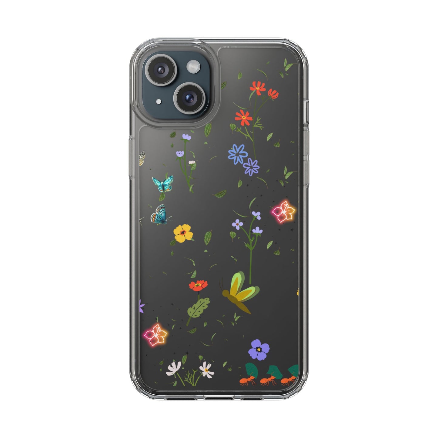 Phone Case, Floral Butterfly Nature Lover Gift, Clear Cases, Flower Butterfly Phone Cover, Nature Inspired Case, Clear Phone Protector