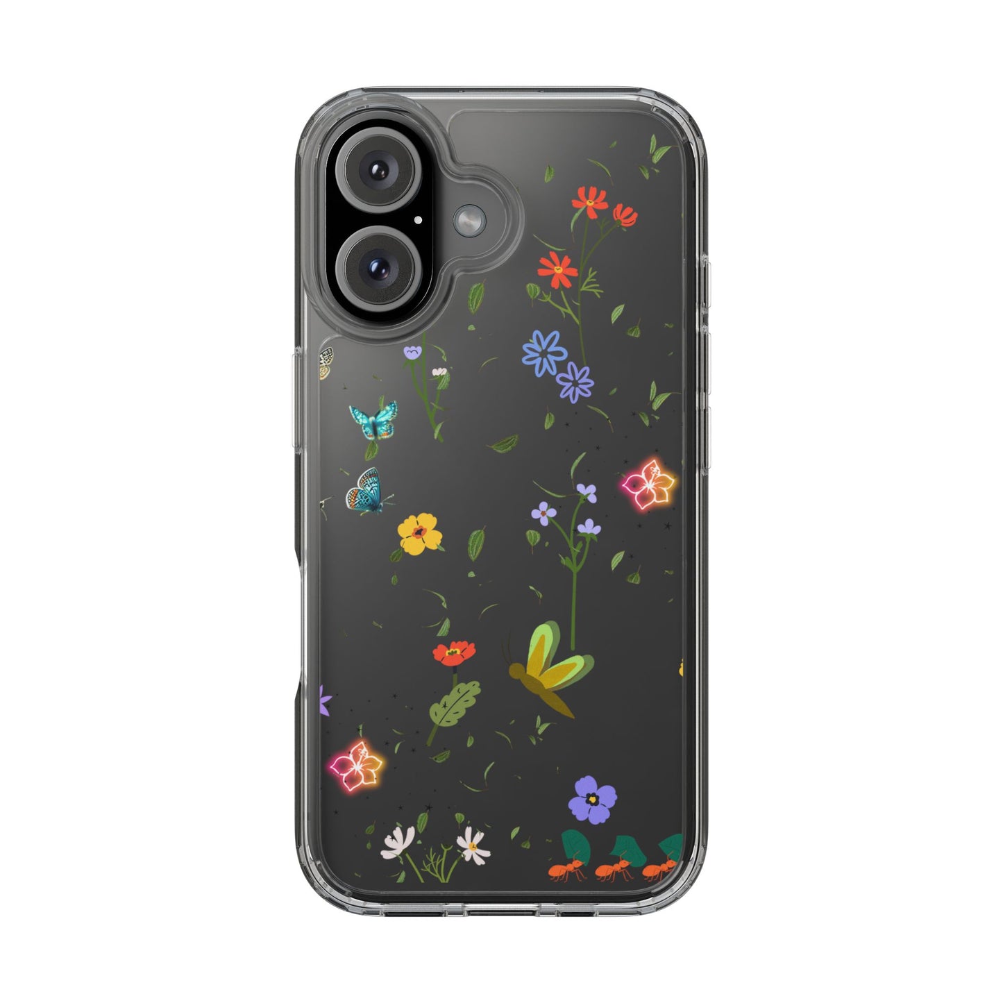 Phone Case, Floral Butterfly Nature Lover Gift, Clear Cases, Flower Butterfly Phone Cover, Nature Inspired Case, Clear Phone Protector