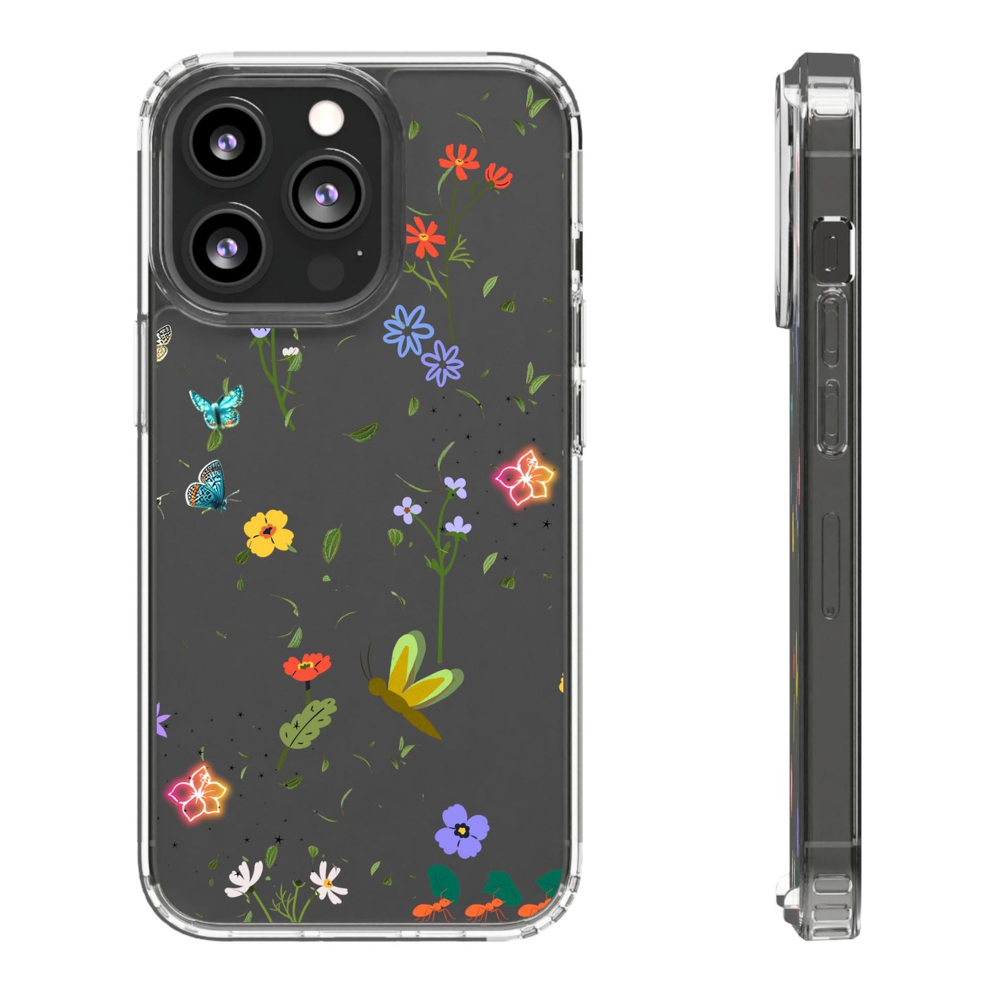 Phone Case, Floral Butterfly Nature Lover Gift, Clear Cases, Flower Butterfly Phone Cover, Nature Inspired Case, Clear Phone Protector