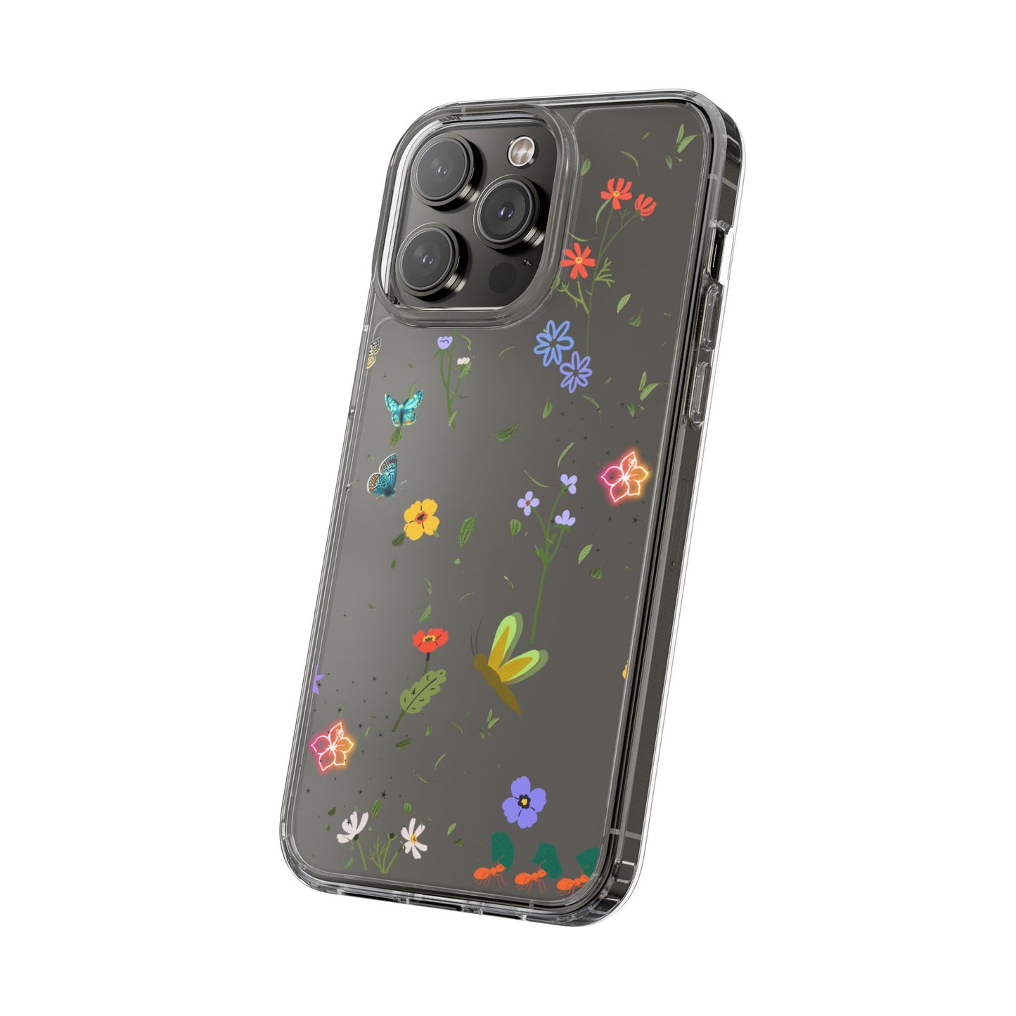 Phone Case, Floral Butterfly Nature Lover Gift, Clear Cases, Flower Butterfly Phone Cover, Nature Inspired Case, Clear Phone Protector