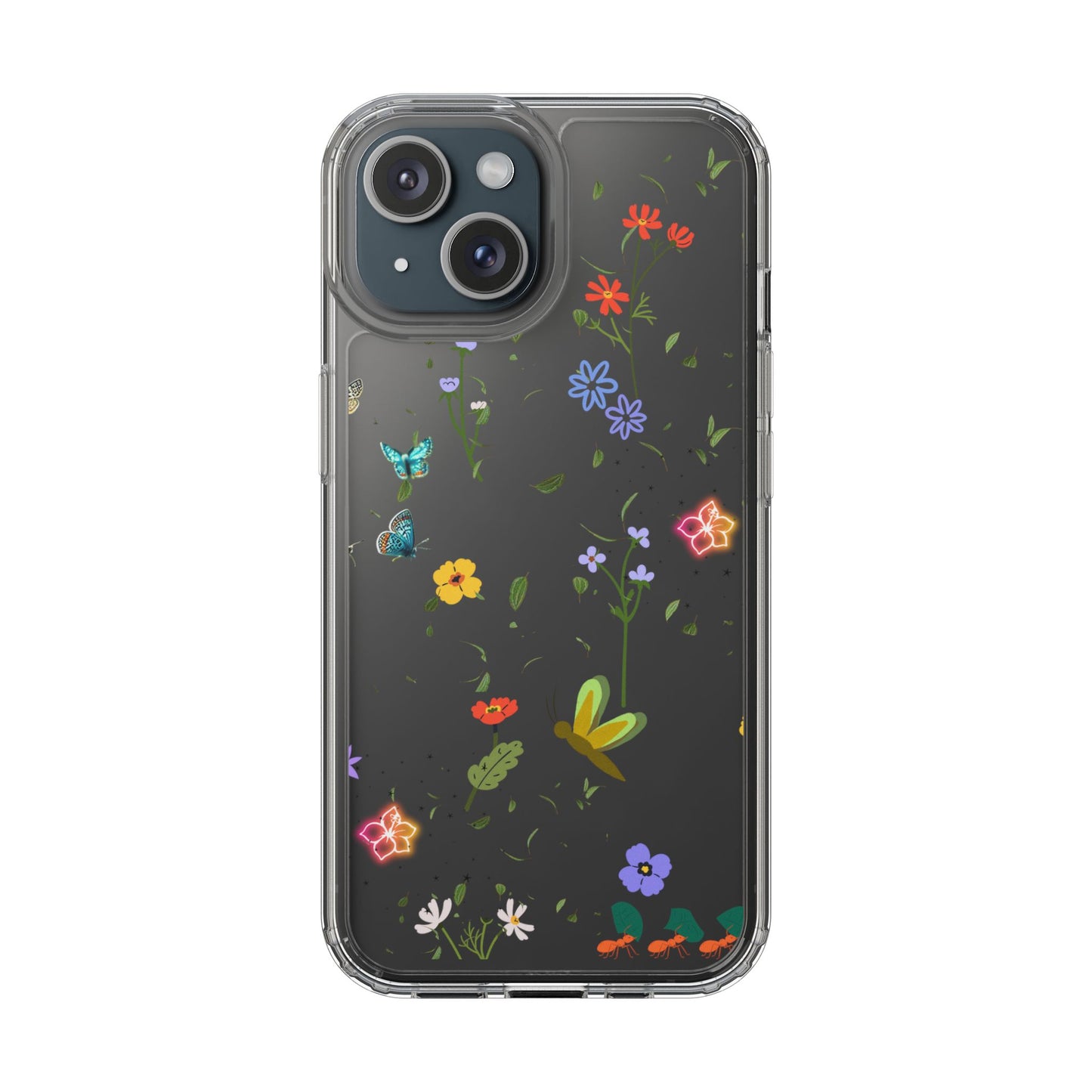 Phone Case, Floral Butterfly Nature Lover Gift, Clear Cases, Flower Butterfly Phone Cover, Nature Inspired Case, Clear Phone Protector