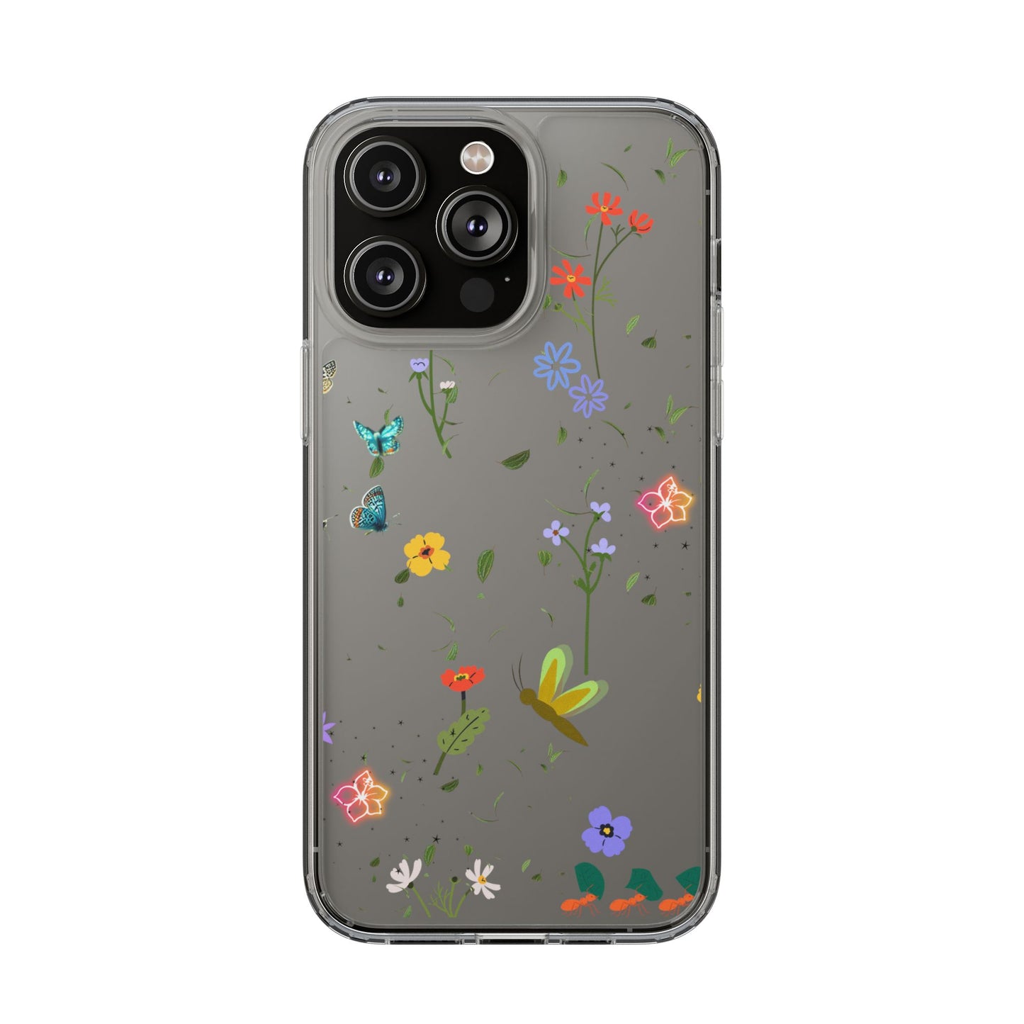 Phone Case, Floral Butterfly Nature Lover Gift, Clear Cases, Flower Butterfly Phone Cover, Nature Inspired Case, Clear Phone Protector
