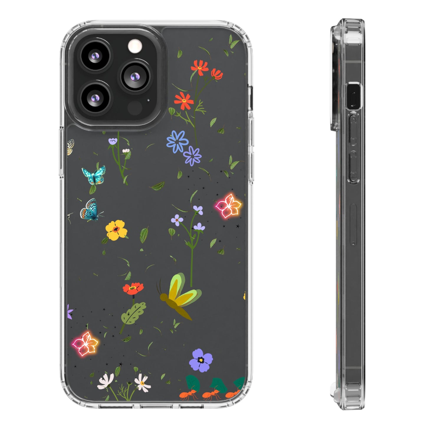 Phone Case, Floral Butterfly Nature Lover Gift, Clear Cases, Flower Butterfly Phone Cover, Nature Inspired Case, Clear Phone Protector