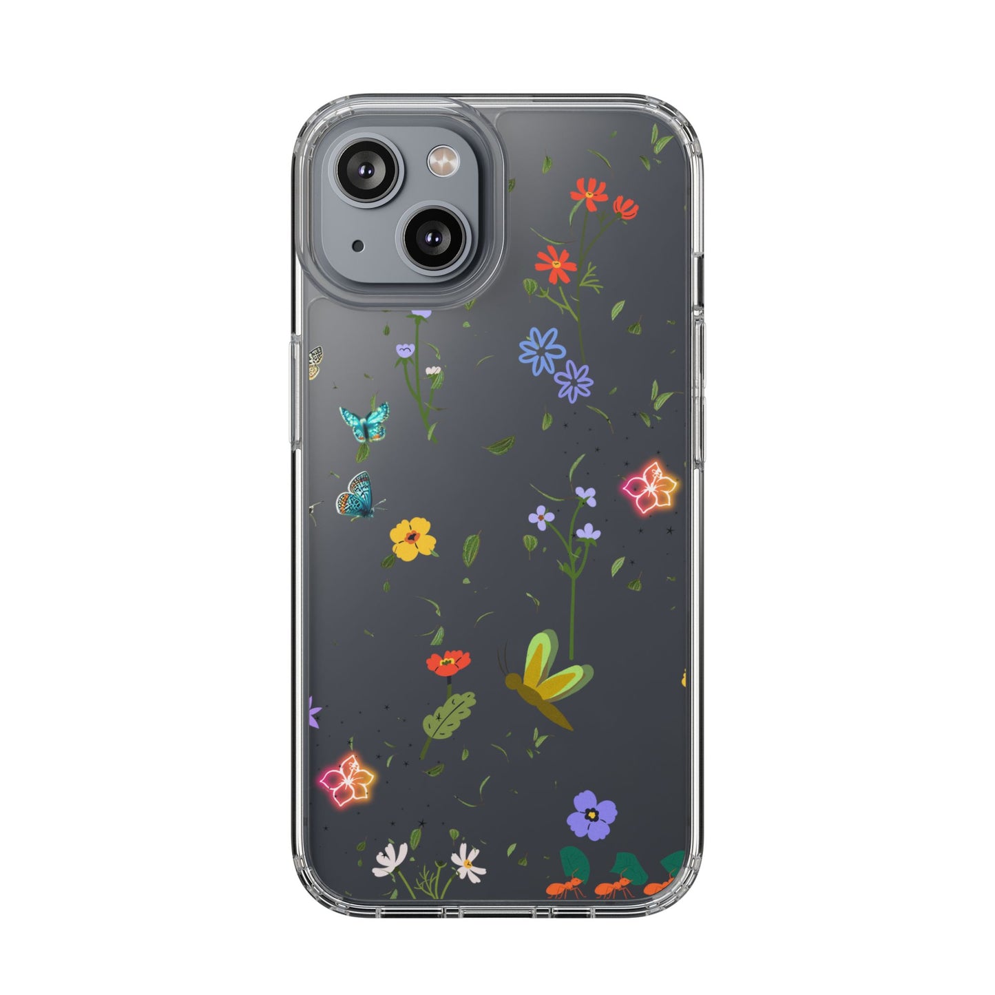 Phone Case, Floral Butterfly Nature Lover Gift, Clear Cases, Flower Butterfly Phone Cover, Nature Inspired Case, Clear Phone Protector