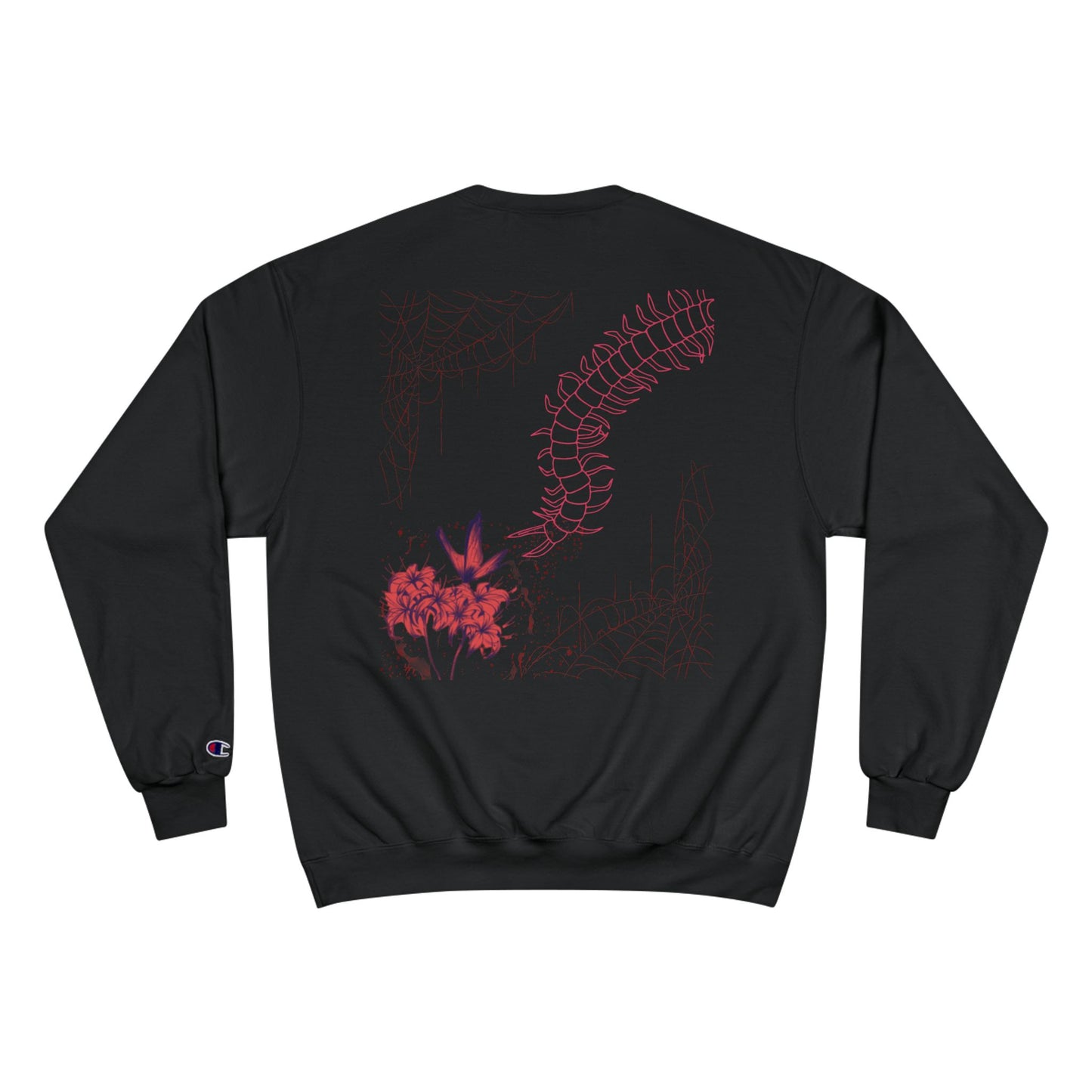 Red Spider Lilly Champion Sweatshirt, Unravel Design with Floral Touch, Cozy and Stylish Pullover, Gift for Nature Lovers, Winter Fashion