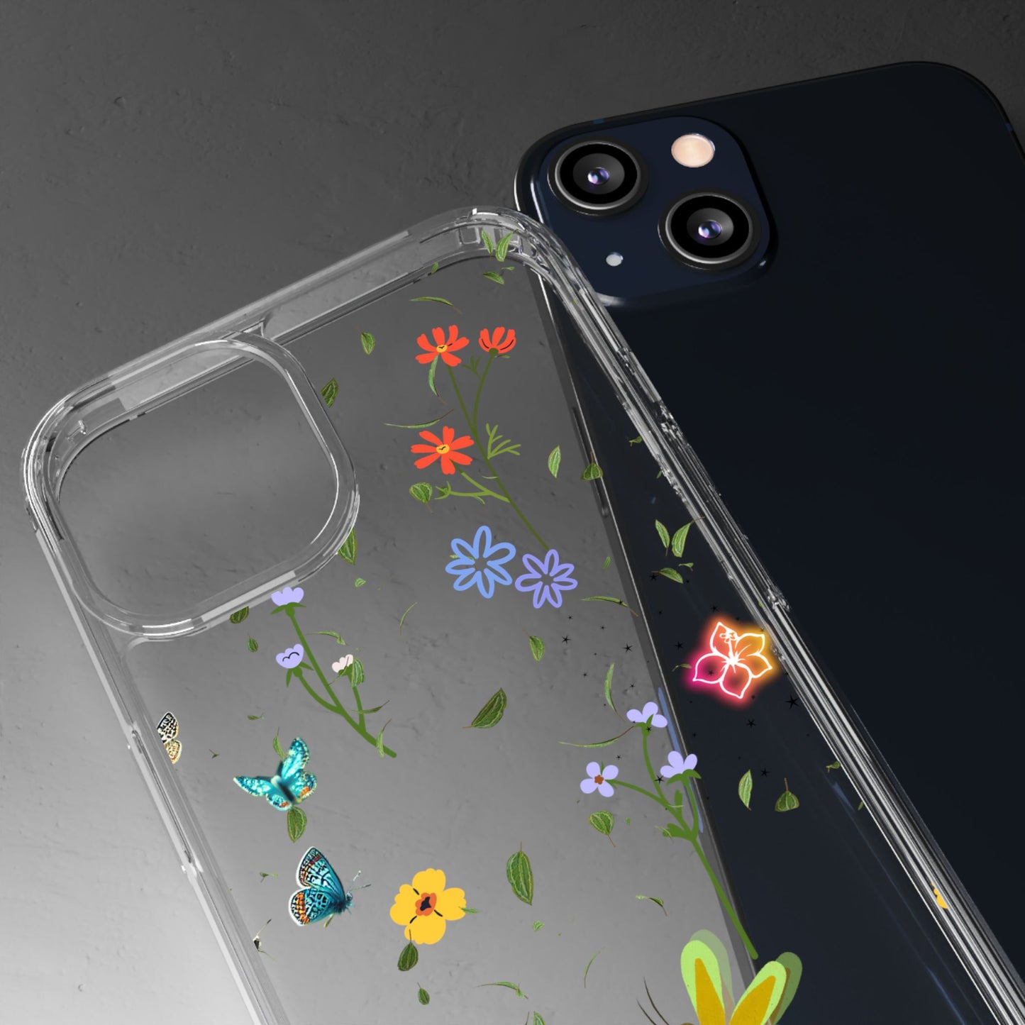 Phone Case, Floral Butterfly Nature Lover Gift, Clear Cases, Flower Butterfly Phone Cover, Nature Inspired Case, Clear Phone Protector