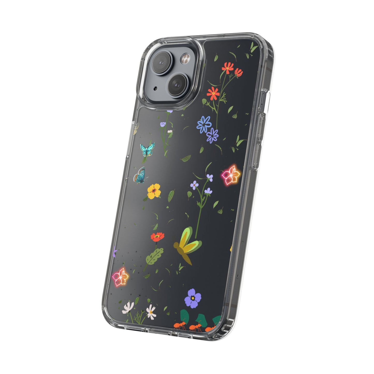 Phone Case, Floral Butterfly Nature Lover Gift, Clear Cases, Flower Butterfly Phone Cover, Nature Inspired Case, Clear Phone Protector