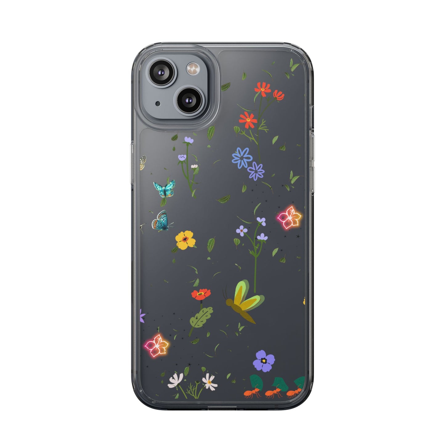 Phone Case, Floral Butterfly Nature Lover Gift, Clear Cases, Flower Butterfly Phone Cover, Nature Inspired Case, Clear Phone Protector