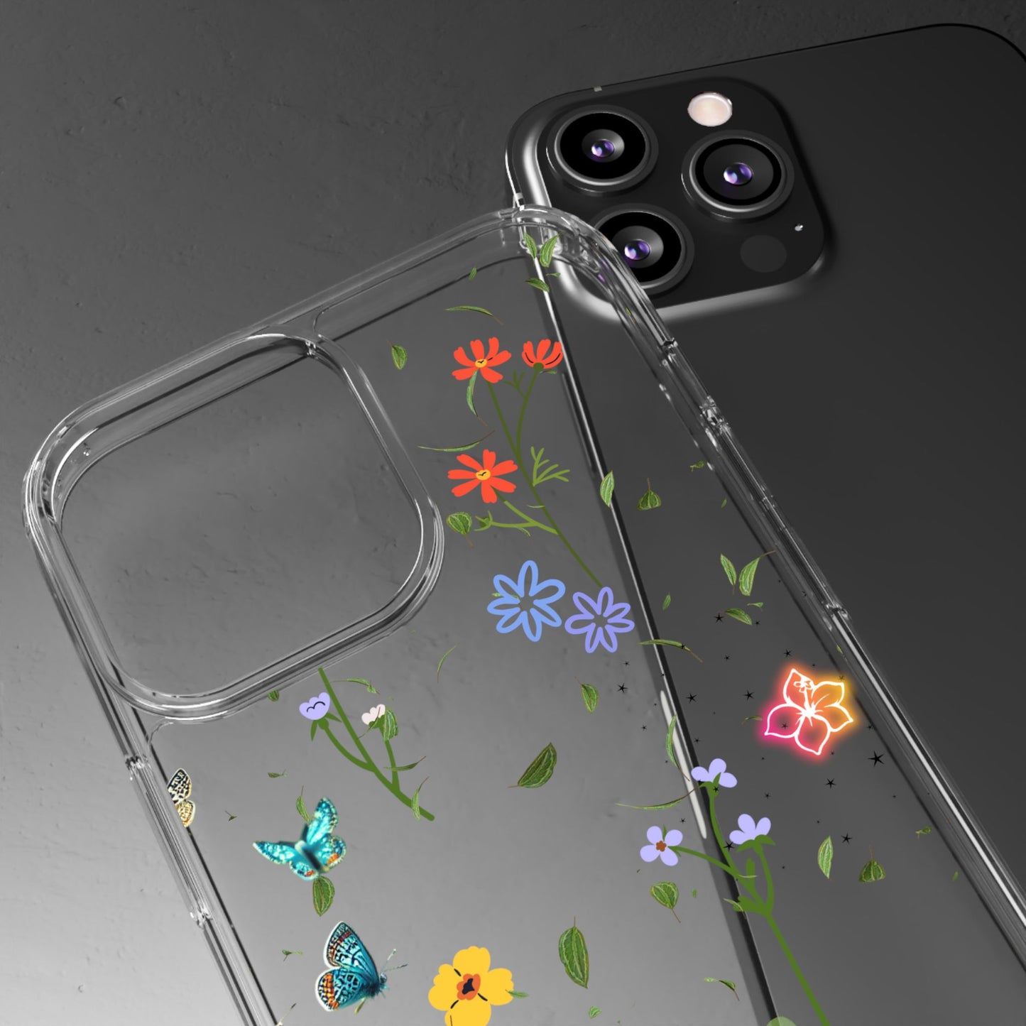 Phone Case, Floral Butterfly Nature Lover Gift, Clear Cases, Flower Butterfly Phone Cover, Nature Inspired Case, Clear Phone Protector