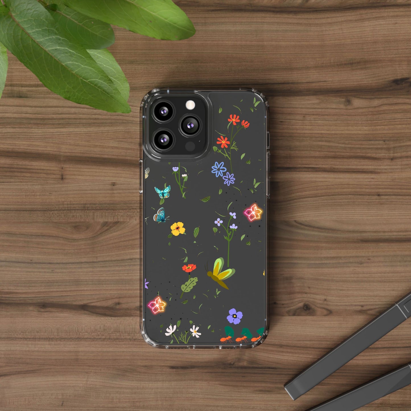 Phone Case, Floral Butterfly Nature Lover Gift, Clear Cases, Flower Butterfly Phone Cover, Nature Inspired Case, Clear Phone Protector