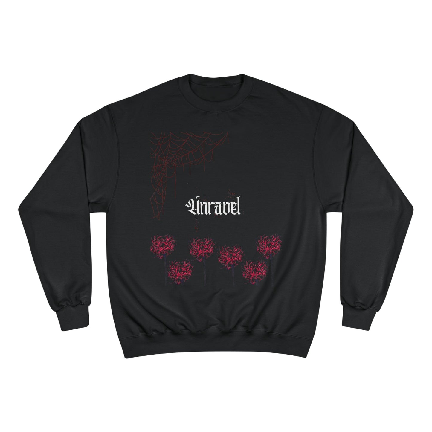 Red Spider Lilly Champion Sweatshirt, Unravel Design with Floral Touch, Cozy and Stylish Pullover, Gift for Nature Lovers, Winter Fashion