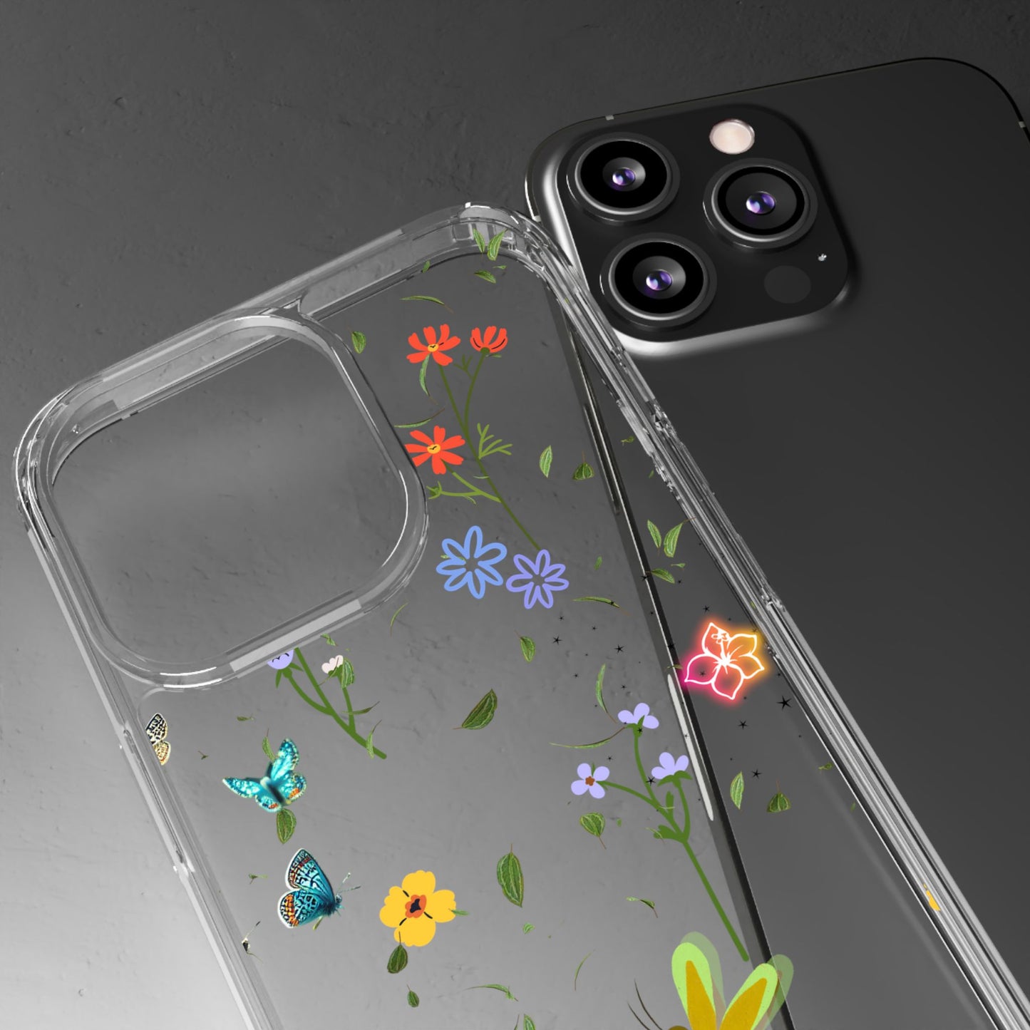 Phone Case, Floral Butterfly Nature Lover Gift, Clear Cases, Flower Butterfly Phone Cover, Nature Inspired Case, Clear Phone Protector