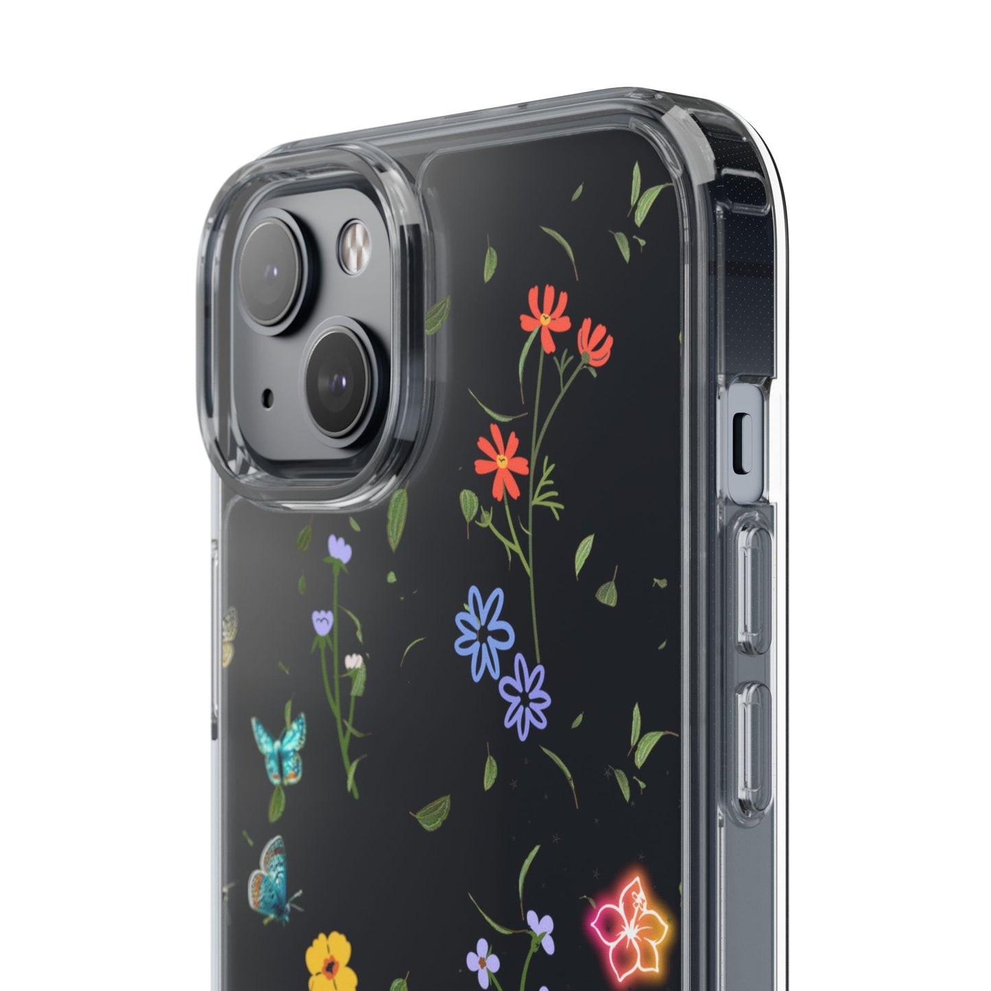 Phone Case, Floral Butterfly Nature Lover Gift, Clear Cases, Flower Butterfly Phone Cover, Nature Inspired Case, Clear Phone Protector